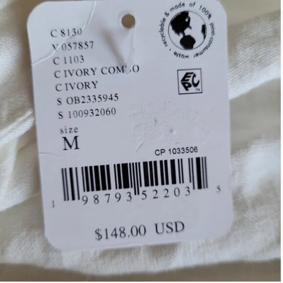 Free People NWT Ivory Embroidered Set Wide Leg Linen Blend Pants & Top - Picture 10 of 11